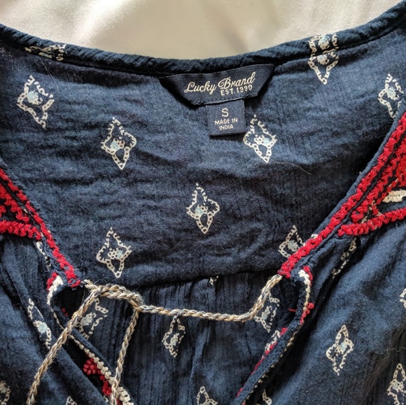 Lucky Brand Red Blue Sleeveless Shirt Sz S - Picture 3 of 3